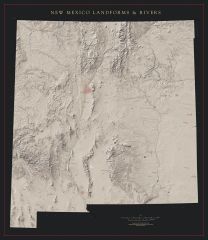 New Mexico - Landforms and Rivers Fine Art Print Map